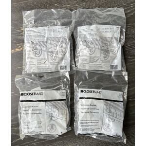 ClosetMaid Conversion Bracket For Wire Shelving Rod Holder, Lot Of 4 #5655 White